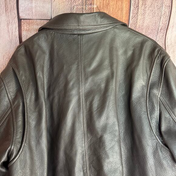 Eddie Bauer Jacket Leather Brown XL Classic Men's Moto Classic Timeless Lined - Picture 5 of 9